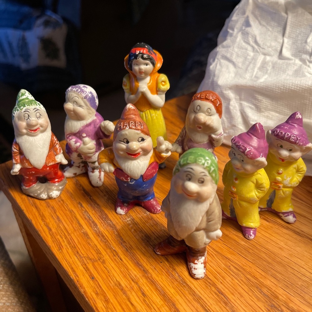 Rare antique Snow White seven dwarfs bisque 1930